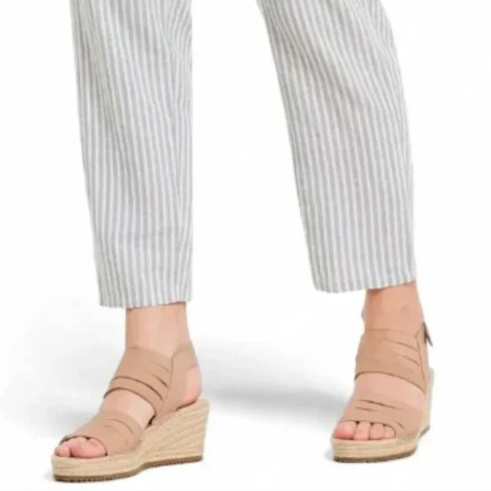 Eileen Fisher Largo Tan Leather Jute Espadrille Wedge Sandal Heels Shoe Size 7 - Picture 9 of 10